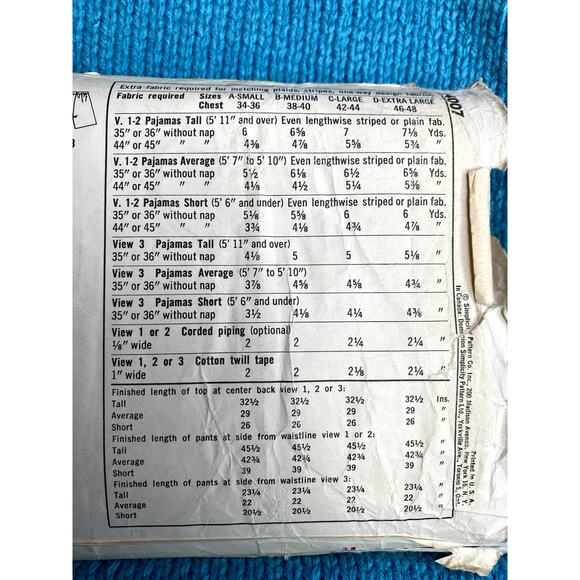 Simplicity 4007 Mens pajamas pattern short average and tall size small - Picture 5 of 5